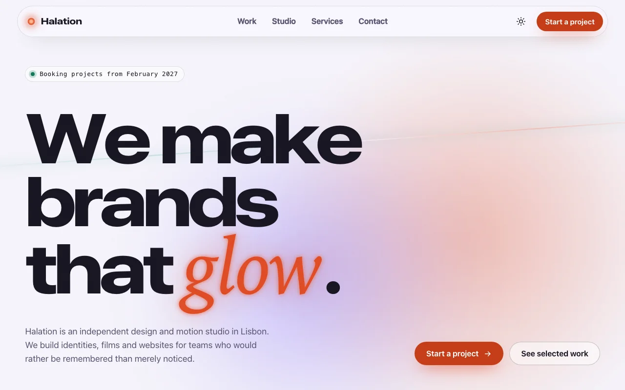 Halation — Studio Portfolio, screenshot 1 of 2