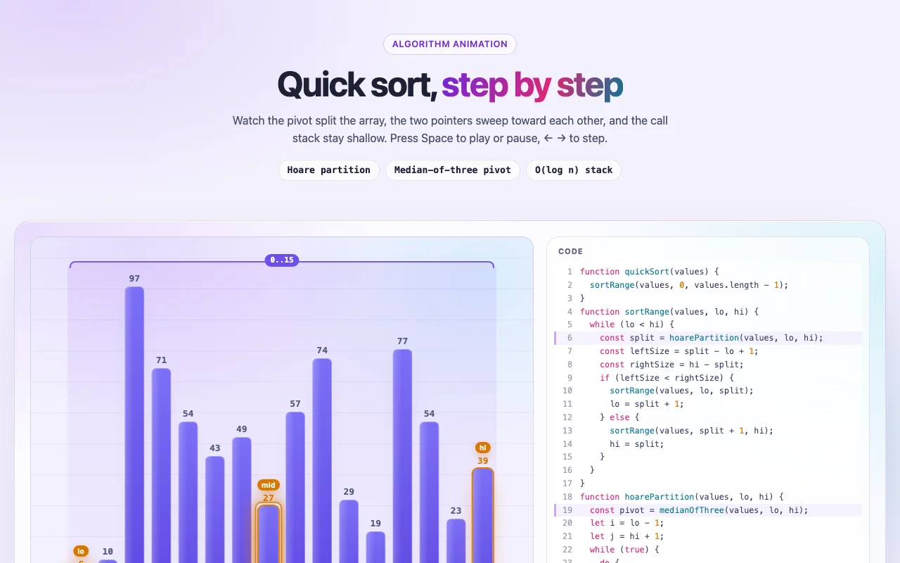 Quick Sort Animation, screenshot 1 of 2