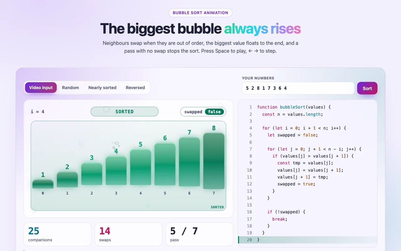 Bubble Sort Animation, screenshot 1 of 2
