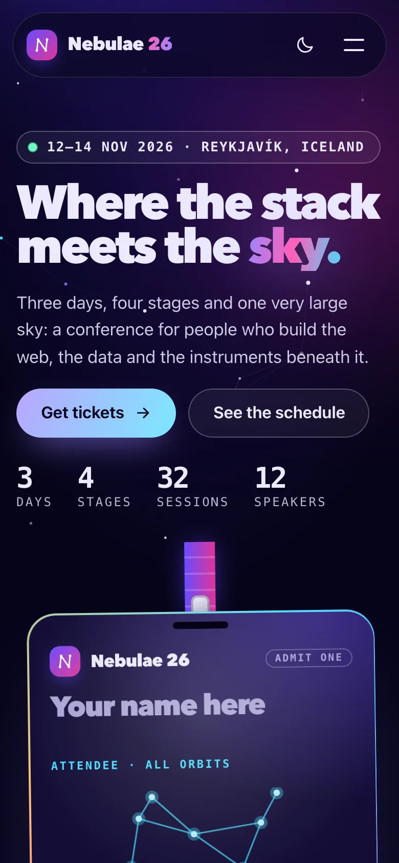 Nebulae — Conference Site, screenshot 2 of 4