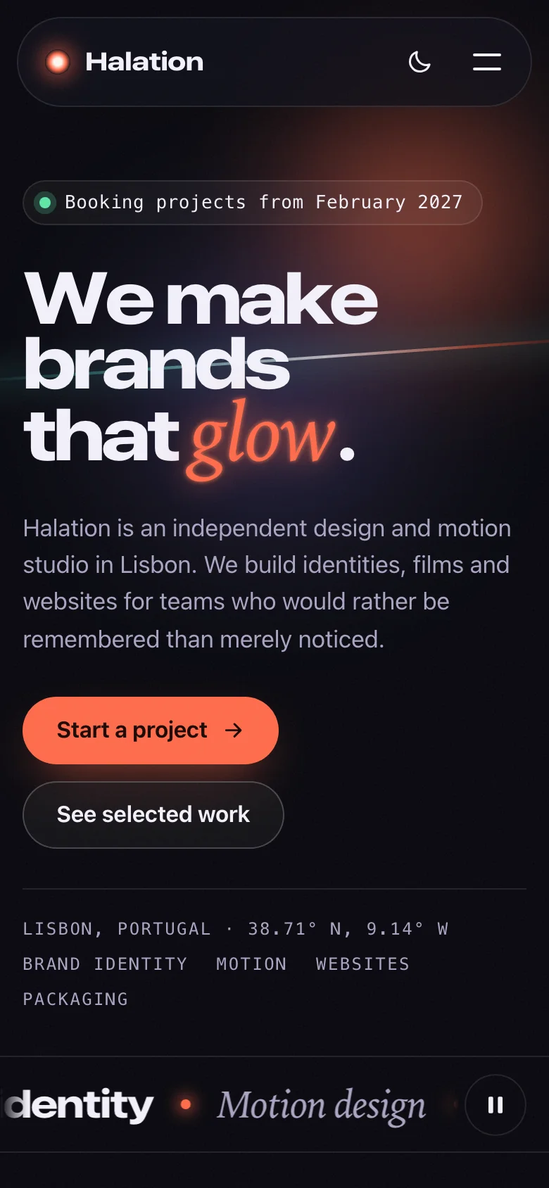 Halation — Studio Portfolio, screenshot 2 of 2