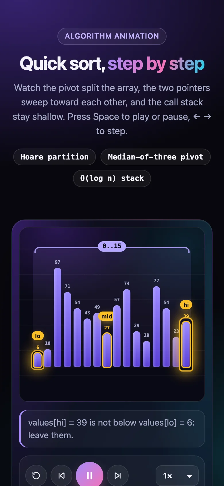 Quick Sort Animation, screenshot 2 of 2