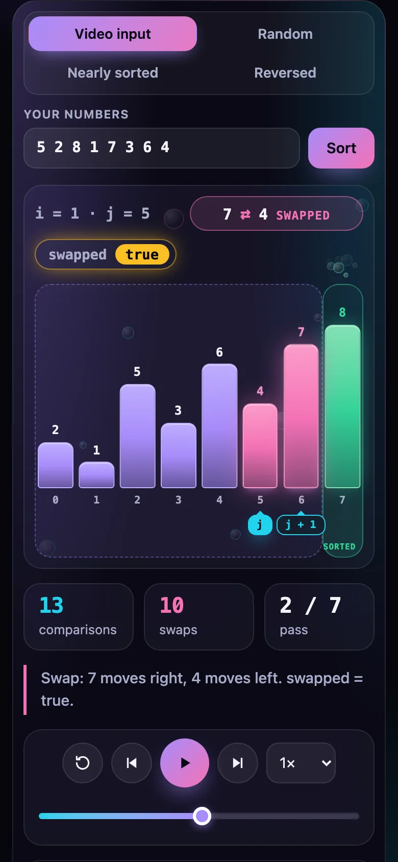 Bubble Sort Animation, screenshot 2 of 2