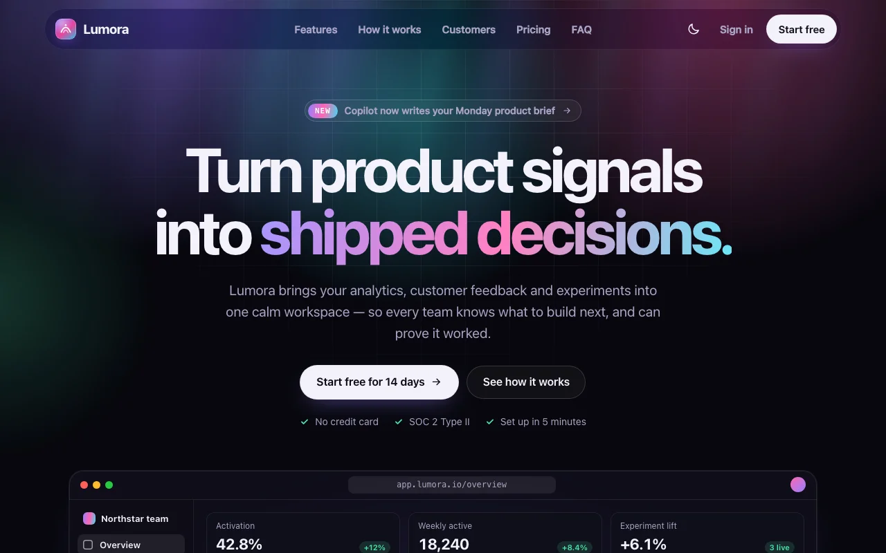 Preview of Lumora — SaaS Landing