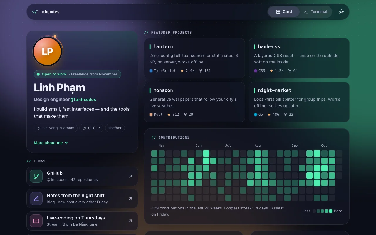 Preview of Dev Link-in-bio